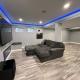 finished basement with blue light